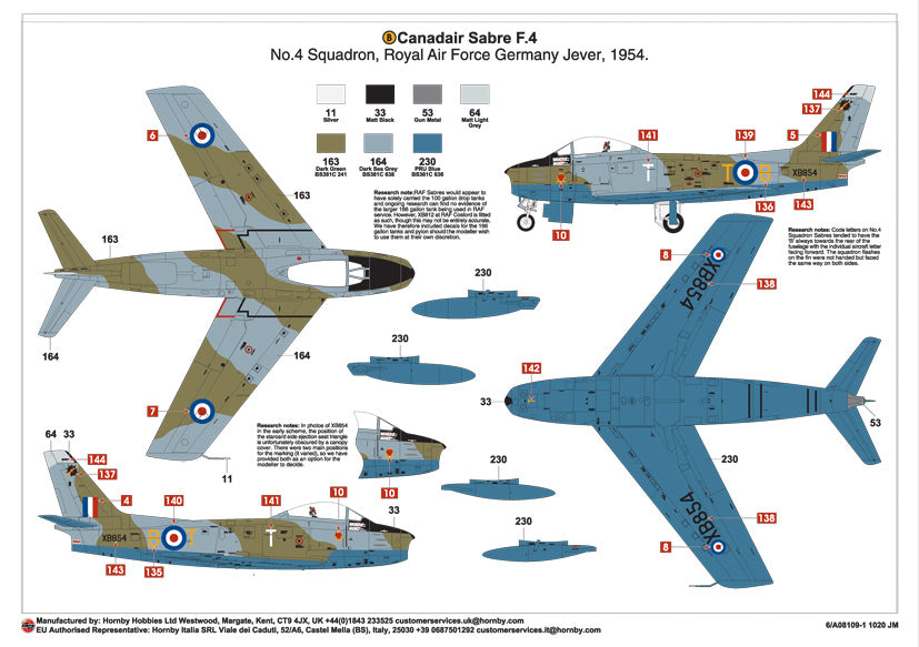 Airfix A08109 1:48 Canadair Sabre F.4 RAF