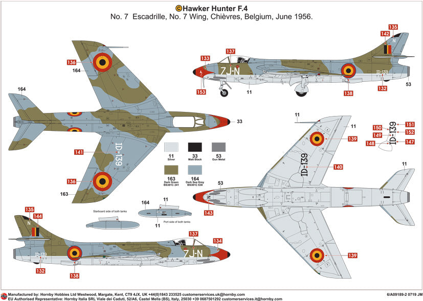 Airfix A09189 1:48 Hawker Hunter F.4