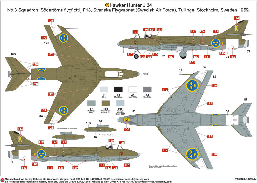 Airfix A09189 1:48 Hawker Hunter F.4