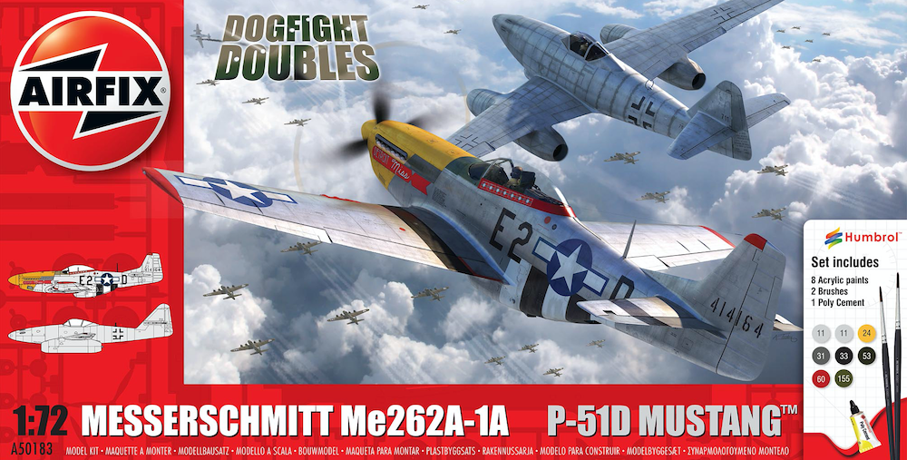 Airfix A50183 1:72 Messerschmitt Me-262 & North-American P-51D Mustang Dogfight Double Gift Set