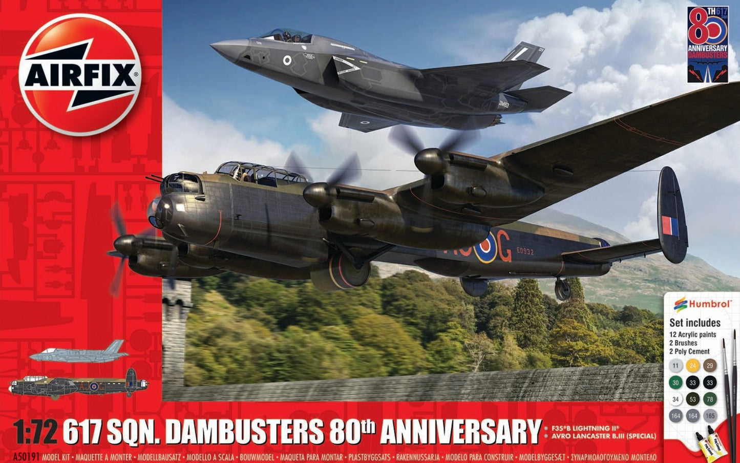 Airfix A50191 1:72 Dambusters 80th Anniversary Avro Lancaster and Lockheed Martin F-35B Lightning II Gift Set