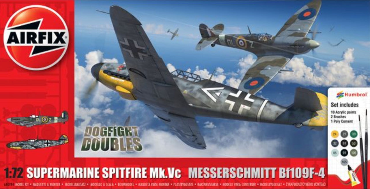 Airfix A50194 1:72 Supermarine Spitfire Mk.Vc & Messerschmitt Bf-109F-4 Dogfight Double