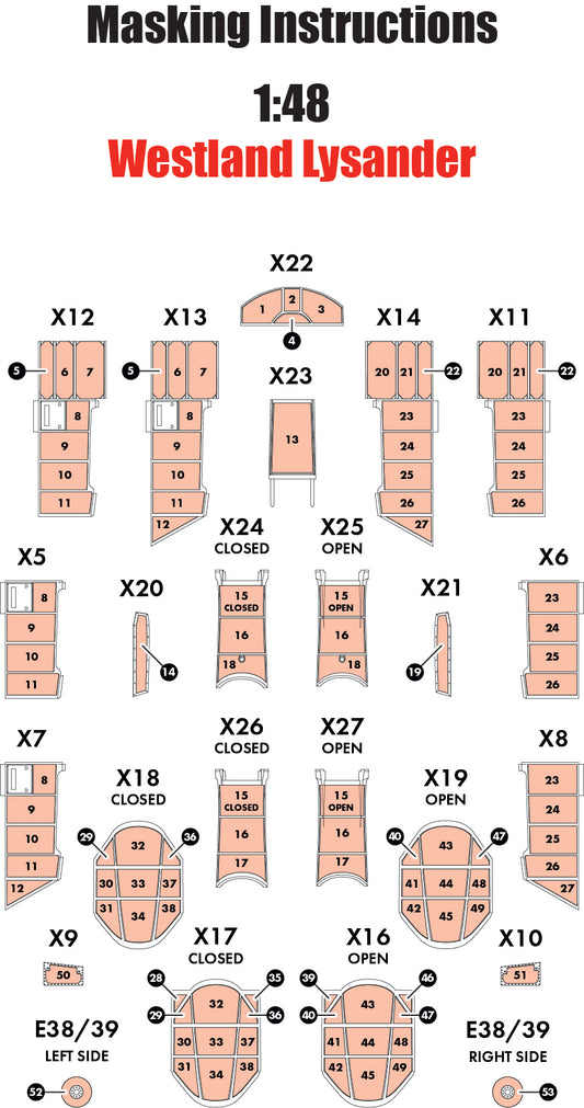 Airfix A65008 1:48 Westland Lysander Masking Set