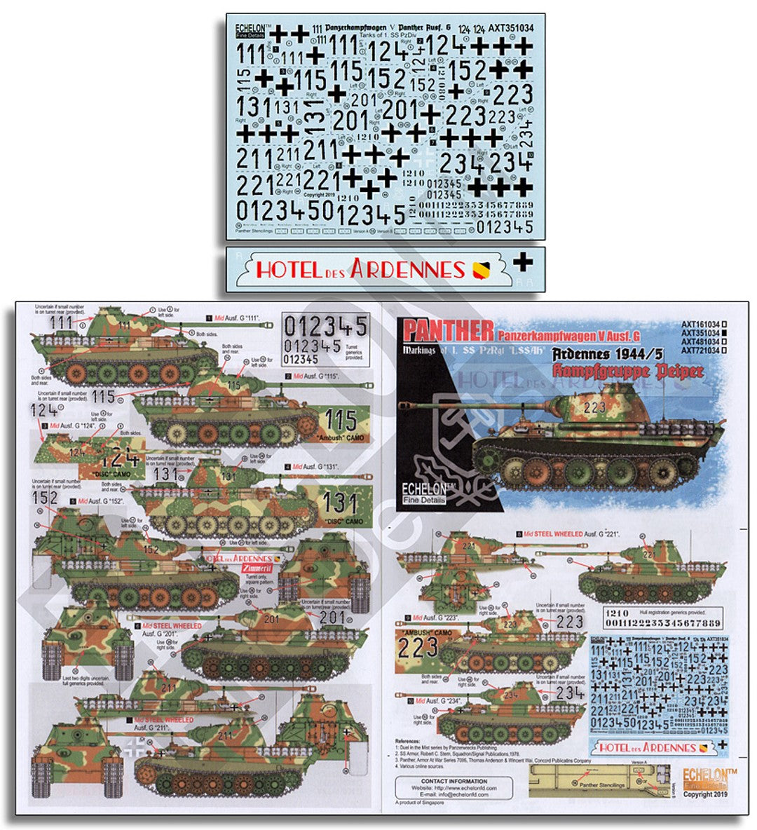 Echelon FD AXT351034 1:35 1. SS-Pz.Rgt. Pz.Kpfw.V Panthers Ardennes 1944/45 Kampfgruppe Peiper'
