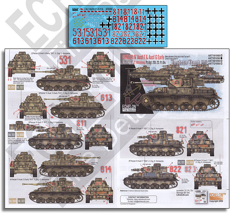 Echelon FD AXT351050 1:35 2. Abt. 23rd Pz.Div Panzer IV Ausf.F & Ausf.G EarlyT
