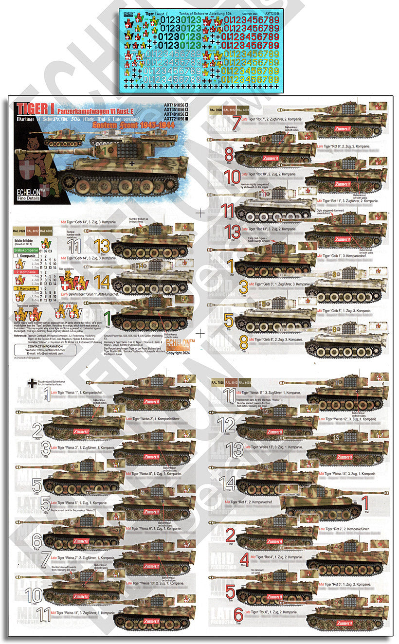Echelon FD AXT721056 1:72 SchPzAbt 506 Tiger Is Eastern Front 1943