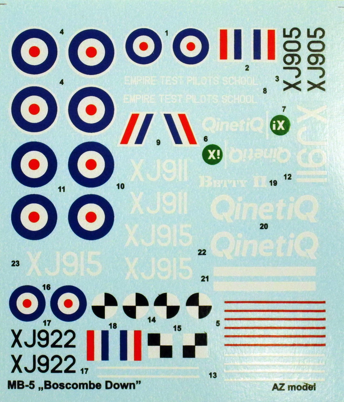 AZ Model A7026 1:72 Martin-Baker MB.5 Prototype 'Boscombe Down' Decal Sheet