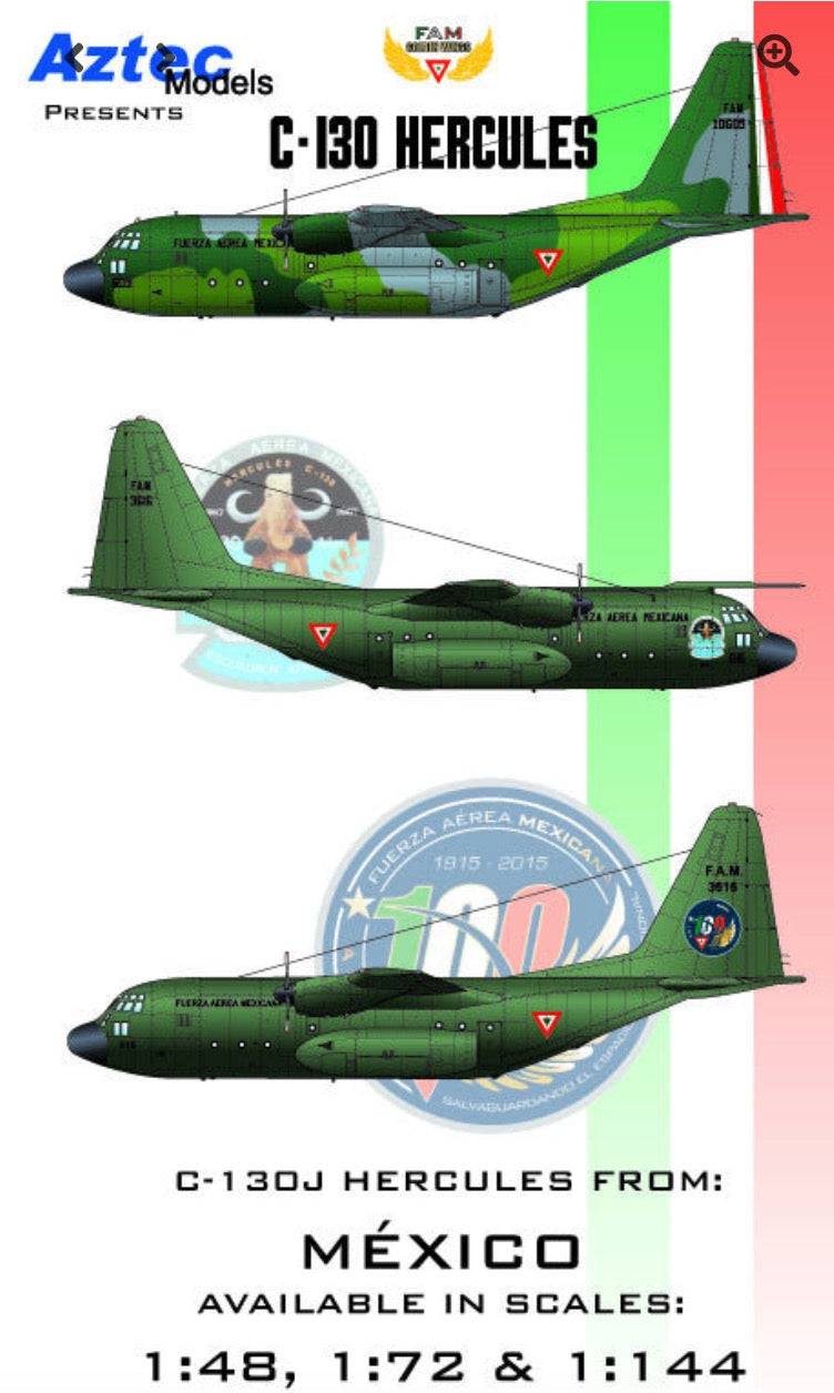 Aztec D14458 1:144 Lockheed C-130 Hercules Mexican Air Force (mix print decal) (ex RAF XV222 C-130K C.1)