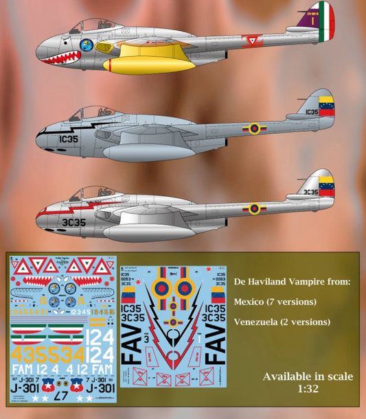 Aztec AZG32-117 1:32 de Havilland Vampire FB.5 Mexico and Venezuela [FB.52]