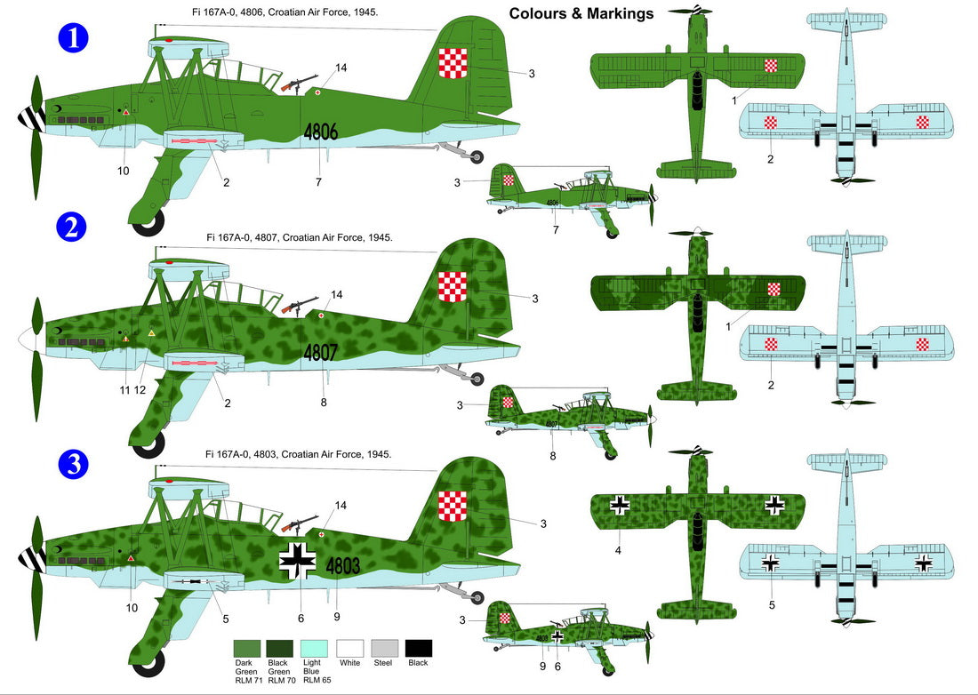 AZ Model AZ 7844 1:72 Fieseler Fi167 'Croatian AF'