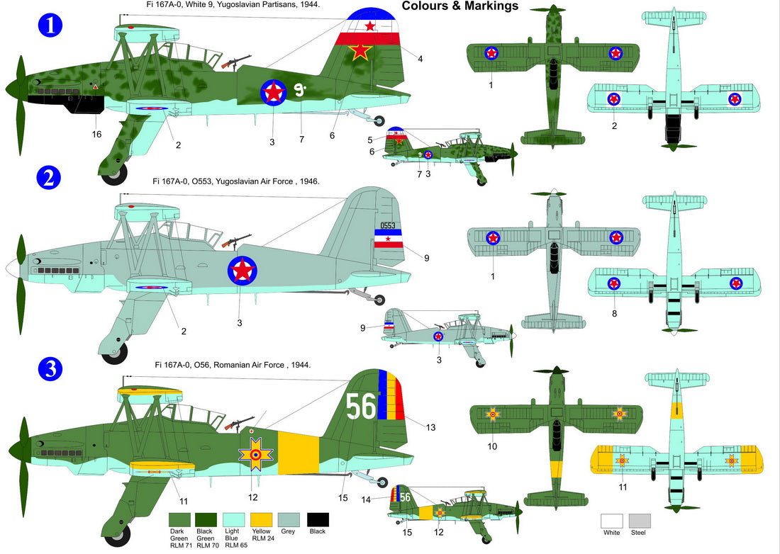 AZ Model AZ 7845 1:72 Fieseler Fi167 Over The Balkans