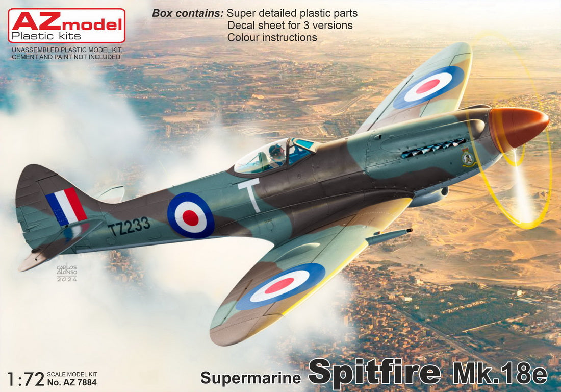 AZ Model AZ 7884 1:72 Supermarine Spitfire Mk.18e 'UK, Palestine, Egypt' re-release, new decals