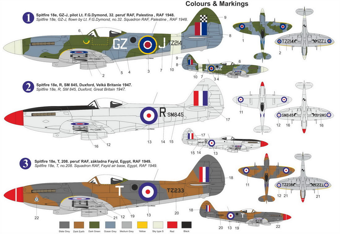 AZ Model AZ 7884 1:72 Supermarine Spitfire Mk.18e 'UK, Palestine, Egypt' re-release, new decals