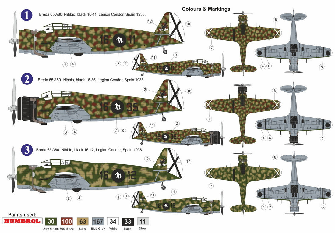AZ Model AZP7215 1:72 Breda Ba-65A-80 'Nibbio' Over Spain includes paint mask
