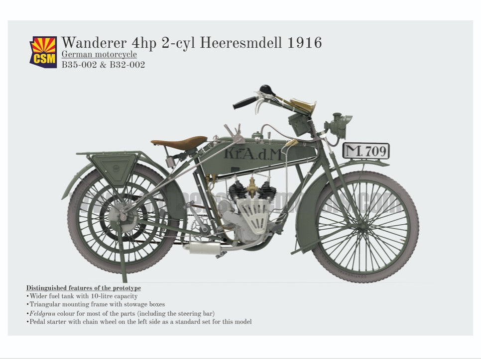 Copper State Models B35-002 1:35 Wanderer 4PS 1916 Heeresmdell Motorcycle (3D-Printed)