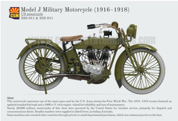 Copper State Models B35-011 1:35 US Model J Military Motorcycle 1916–1918