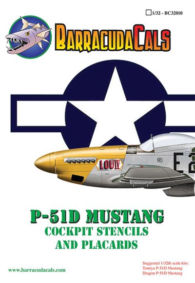 Barracuda Studios BC32010 1:32 P-51D Mustang Cockpit Stencils and Placards