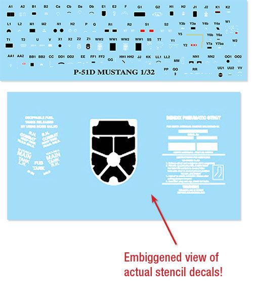 Barracuda Studios BC32010 1:32 P-51D Mustang Cockpit Stencils and Placards