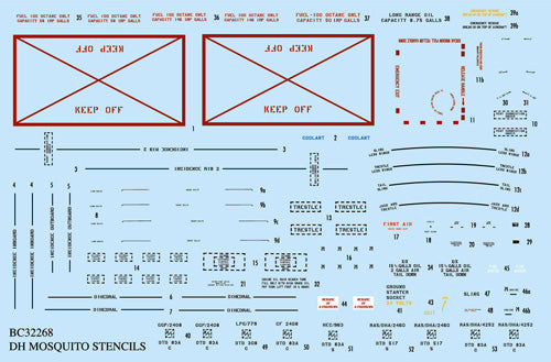 Barracuda Studios BC32268 1:32 Mosquito External Stencils