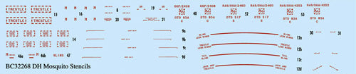 Barracuda Studios BC32268 1:32 Mosquito External Stencils