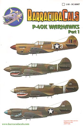 Barracuda Studios BC48007 1:48 P-40k Warhawks Part 1 Decals