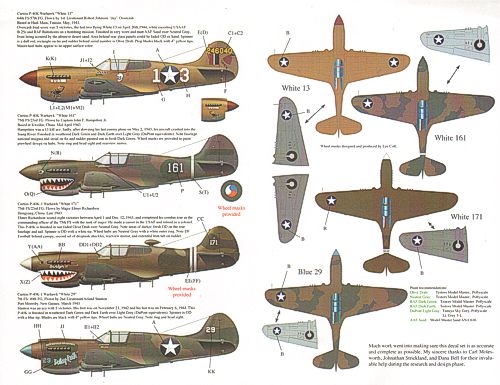 Barracuda Studios BC48007 1:48 P-40k Warhawks Part 1 Decals