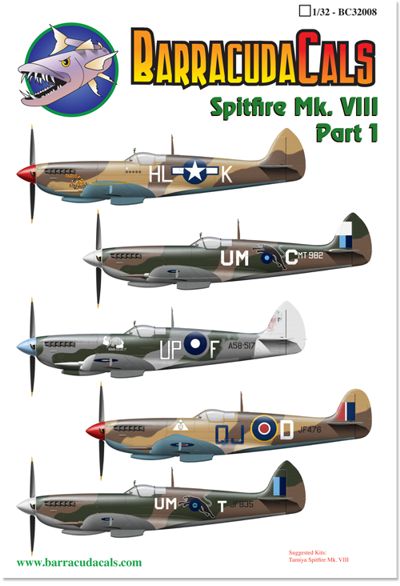 Barracuda Studios BC48008 1:48 Spitfire Mk.VIII Part 1 Decals
