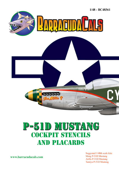 Barracuda Studios BC48361 1:48 P-51D Mustang Cockpit Stencils and Placards