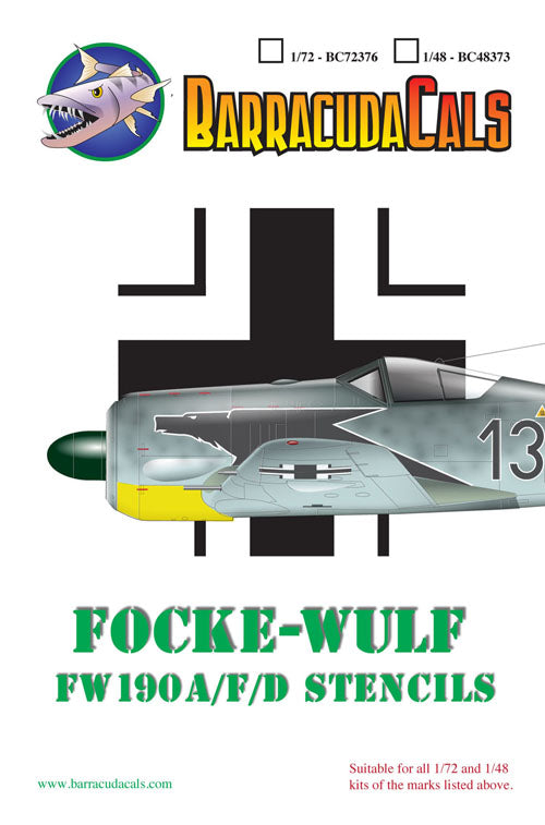Barracuda Studios BC48373 1:48 Fw-190A/F/D Airframe Stencils