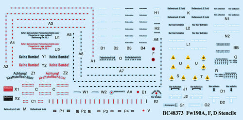 Barracuda Studios BC48373 1:48 Fw-190A/F/D Airframe Stencils
