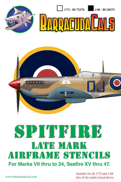 Barracuda Studios BC48375 1:48 Supermarine Spitfire Later Marks Airframe Stencils