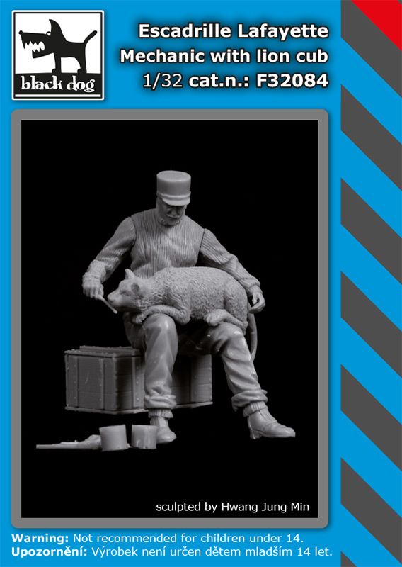 Blackdog F32084 1:32 WWI Escadrille Lafayete mechanic with lion cub