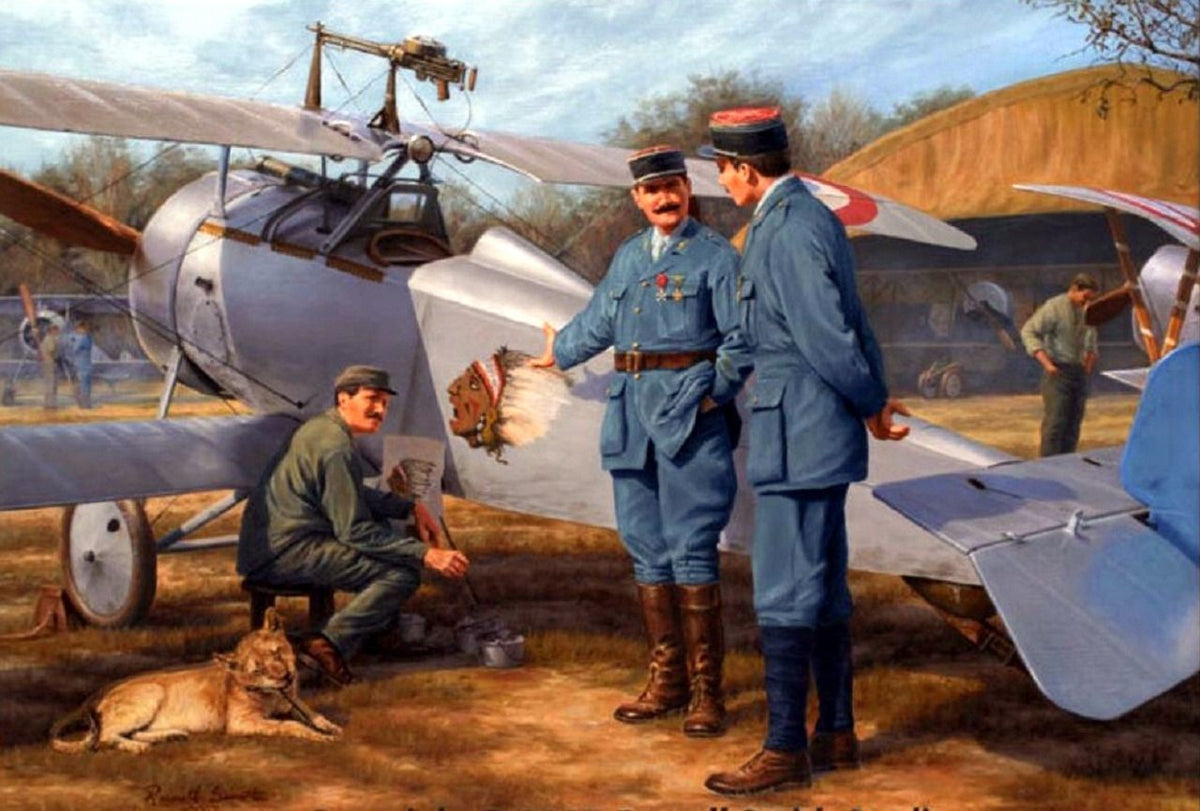 Blackdog F32084 1:32 WWI Escadrille Lafayete mechanic with lion cub