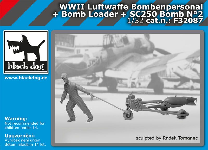 Blackdog F32087 1:32 WWII Luftwaffe bomben personal +bomb loader +SC250 N°2