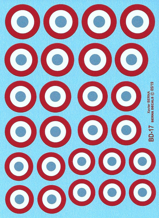 Berna Decals BD-17 1:72 French roundels Armee de l'air 1935-40 diameter from 17 to 22 mm