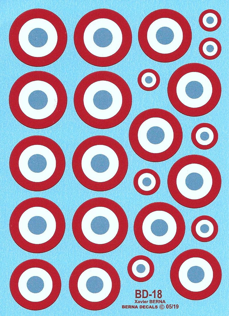 Berna Decals BD-18 1:72 French roundels Armee de l'air 1935-40 diameter from 23 to 26 mm