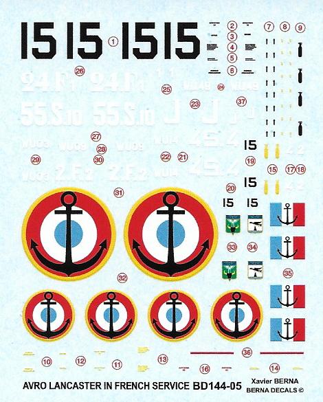 Berna Decals BD144-05 1:144 Avro Lancaster Mk.I & Mk.VII Aeronautique Navale