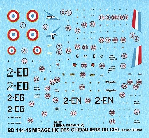 Berna Decals BD144-15 1:144 Dassault Mirage IIIC 'Knights of the Sky'