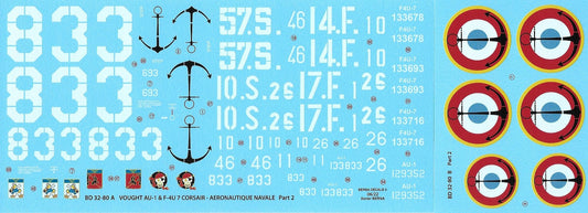 Berna Decals BD32-80 1:32 Vought AU-1 & F4U-7 Corsair Aeronavale