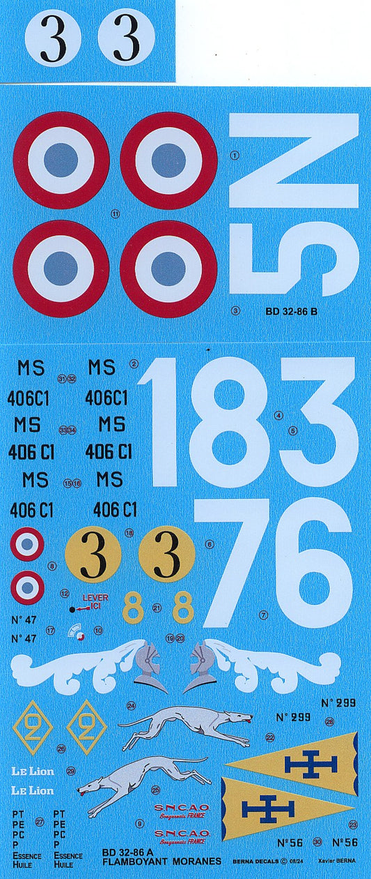 Berna Decals 32086 1:32 Flamboyant Morane-Saulnier MS.406