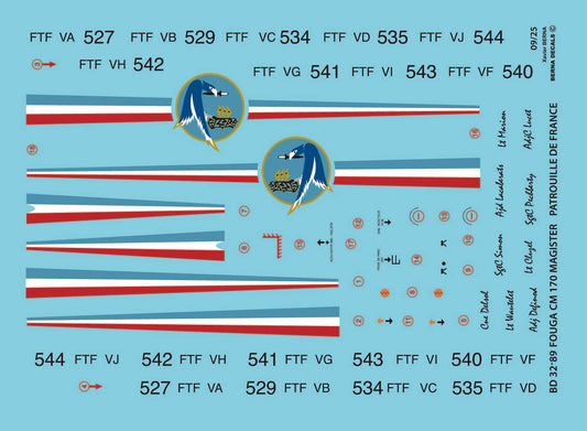 Berna Decals BD32-89 1:32 Fouga CM170 Magister ArmÃ©e de l'air (For the Daco kit)