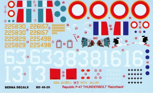 Berna Decals BD48-26 1:48 Republic P-47D Thunderbolt 'Razorback' France