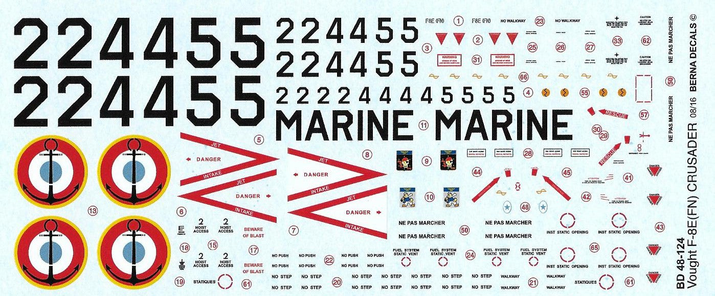 Berna Decals BD48-124 1:48 Vought F-8E (FN) French Crusader: