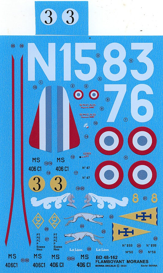 Berna Decals 48162 1:48 Flamboyant Morane-Saulnier MS.406