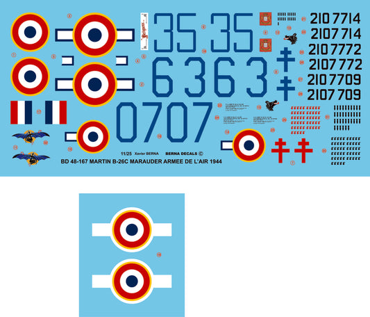 Berna Decals BD481-67 1:48 Martin B-26C-45-MO Marauder in French service