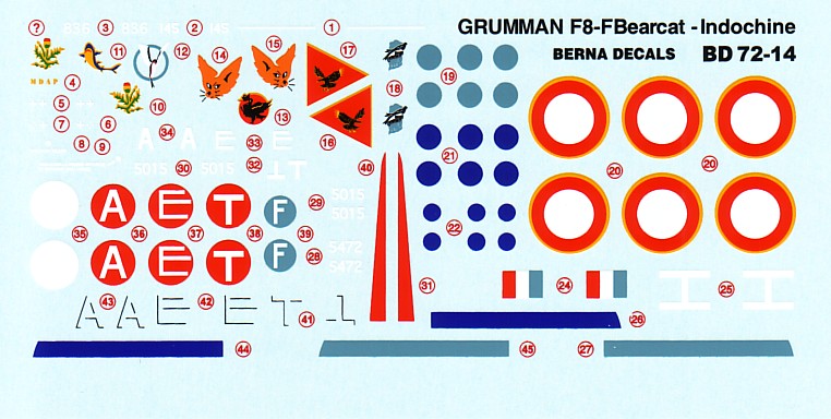 Berna Decals BD72-14 1:72 French Grumman Bearcat over Indochina