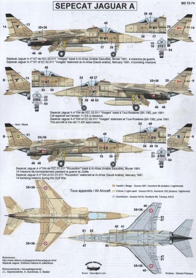 Berna Decals BD72-74 1:72 Sepecat Jaguar A