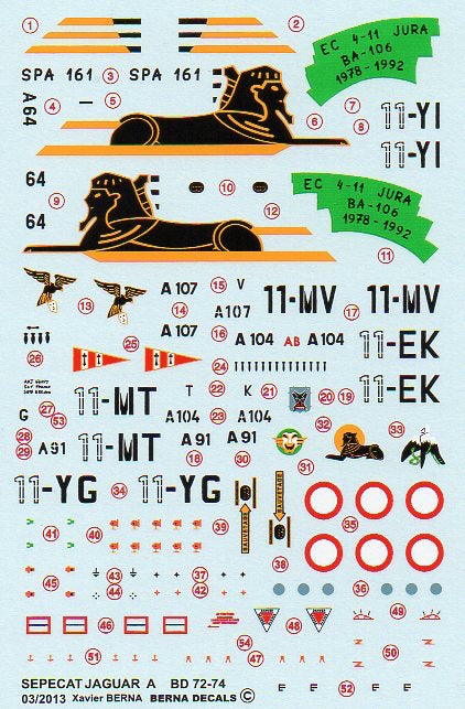 Berna Decals BD72-74 1:72 Sepecat Jaguar A