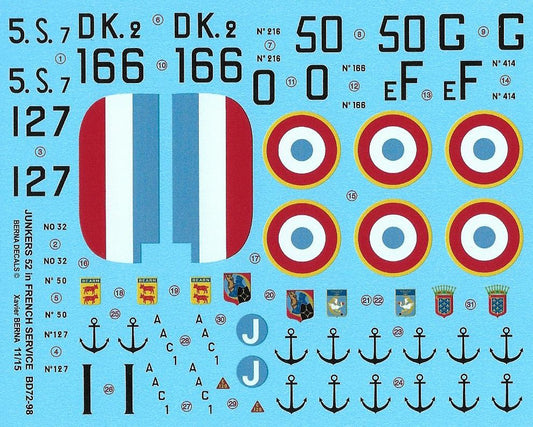 Berna Decals BD72-98 1:72 Junkers Ju-52/3m (AAC-1 'Toucan') French Navy & Air Force