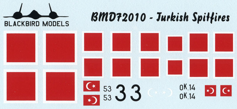 Blackbird Models D72010 1:72 Turkish Supermarine Spitfires